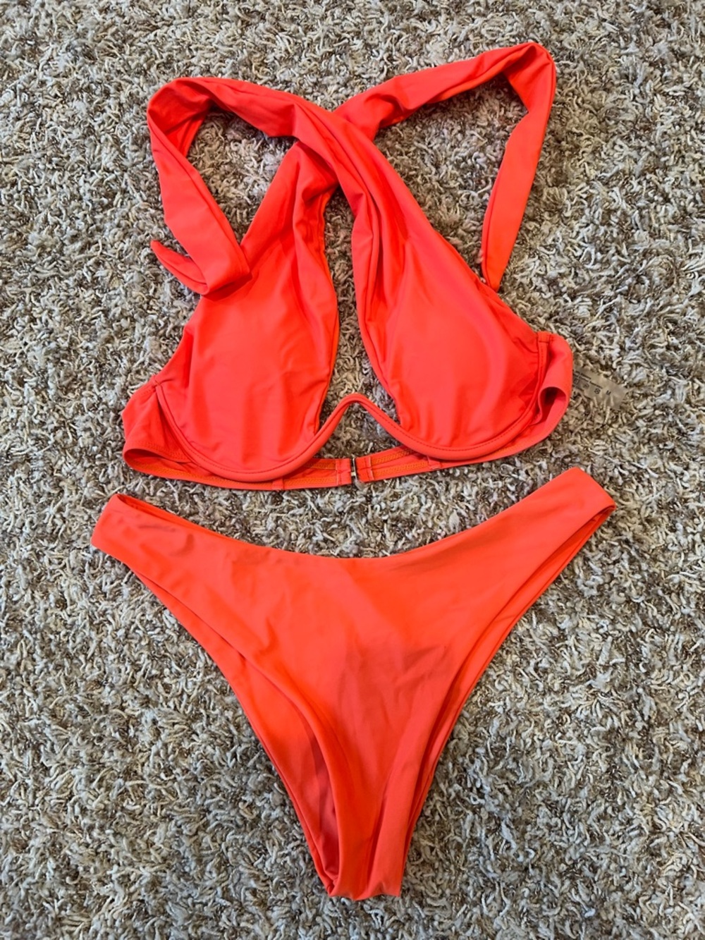 Neon Orange Two-Piece Bikini Set
